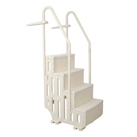 Funnil 4-Step Anti-Slip Pool Ladder with Handrails, Heavy Duty Safety Step Pool Stairs for Above Ground Pools 46"-54" H, White
