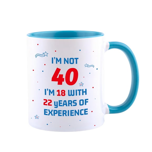 Funnil 40th Birthday Gifts for Women and Men Ceramic Coffee Mug Blue