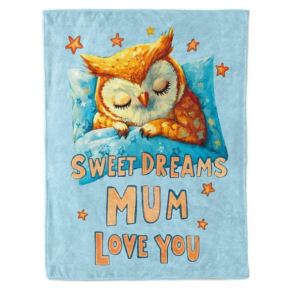Funnil Best Mum Throw Blanket Christmas, Mothers Day,Birthday Gift for Mum from Daughter Son Unique Sweet Dreams Mum Blanket Gifts,50x60in Blue