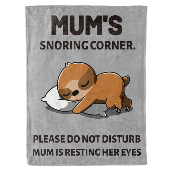 Funnil Best Mum's Snoring Corner Throw Blanket Christmas, Mothers Day,Birthday Gift for Mum from Daughter Son,Mum Blanket Gifts,50x60in Gray