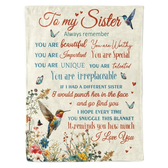 Funnil Best Sister Throw Blanket Happy Birthday Gifts for Sister from Sister Brother, 50"x60" Unique Graduation Gifts Ideas for Women