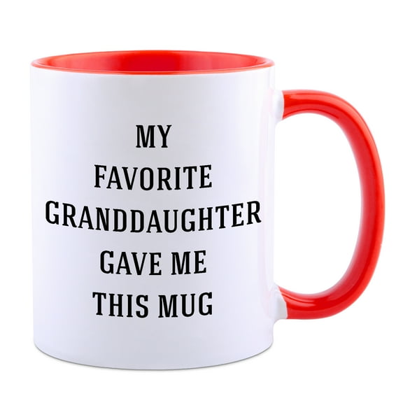 Funnil Ceramic Coffee Mug from Granddaughter Tea Cup Present Idea for Grandparents,Red