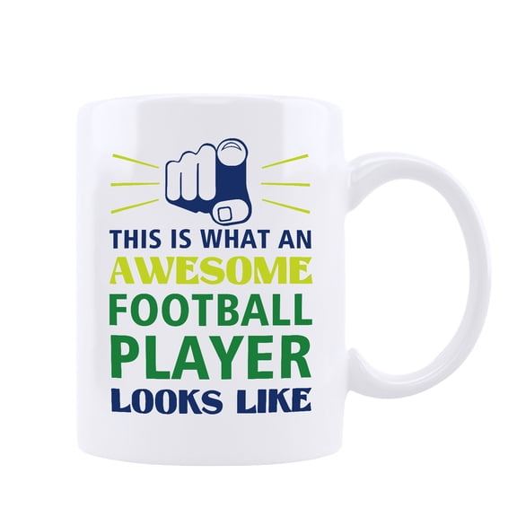 Funnil Ceramic Coffee Mugs Funny Unique Cup Fathers Day Gifts for Football Player,White