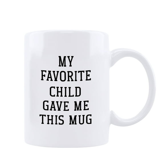 Funnil Ceramic cups Coffee Mug Gift For Mom or Dad My Favorite Child Gave Me This Mug Christmas Gifts from Daughter, Son, Kids - Birthday Gift