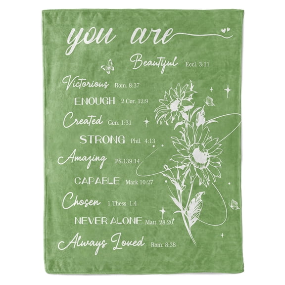 Funnil Christian Gifts for Men,Scripture Throw Blanket, Spiritual Gifts for Women, Prayer Blanket, Bible Gifts for Women,Baptism Gifts,Catholic Gifts on Birthday Christmas 50x60in Green