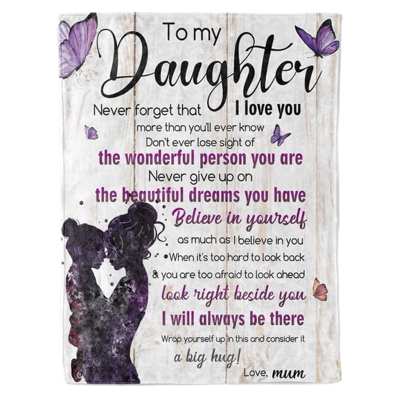 Funnil Daughter Throw Blanket from Mum,Daughter Birthday Graduation Christmas Gifts Ideas,50"x60"