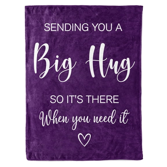 Funnil Healing Throw Blanket Get Well Gifts for Women After Surgery Blanket with Inspirational Words Hug Soft Fleece 50x60in,Purple
