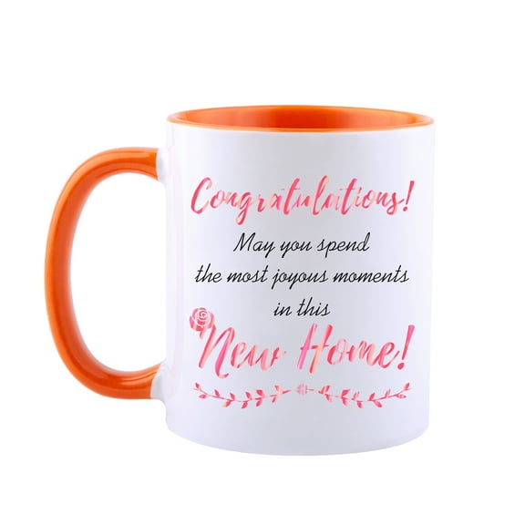 Funnil Housewarming Gifts for New Home Ceramic Coffee Mug Tea Cup Decoration Gifts Orange