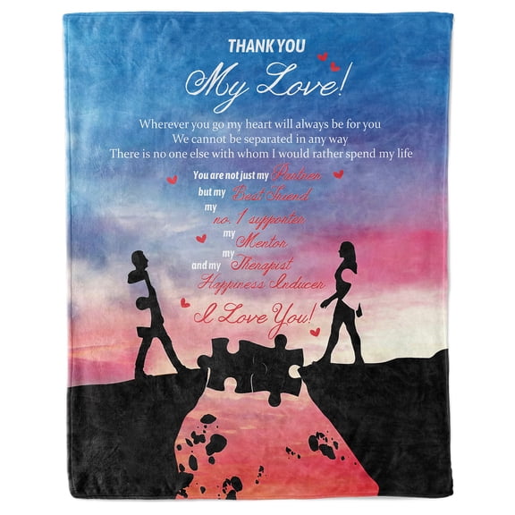 Funnil I Love You Gift Throw Blanket, Soft Breathable Flannel Blanket, Blanket for Girlfriend, Wife or Loved One, Throw Blankets for Birthdays & Anniversaries 50x60in