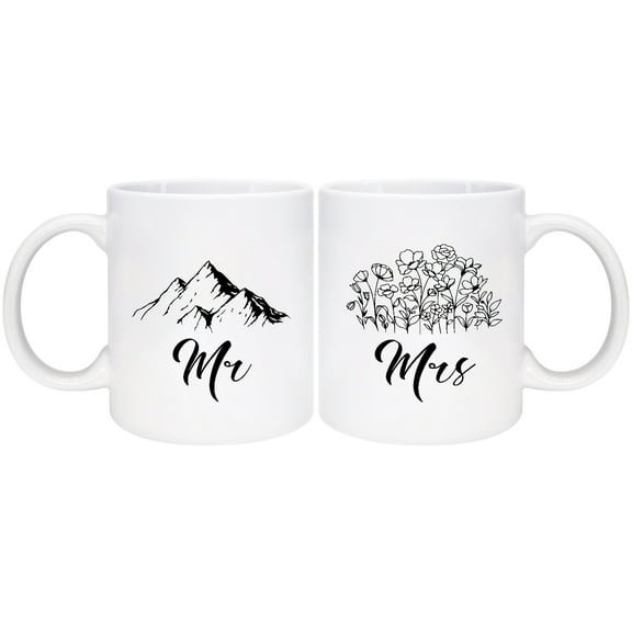 Funnil Mr and Mrs Ceramic Coffee Mugs Wedding Gifts Set for Couples,His Hers Bride Groom,Newlyweds