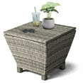 thumbnail image 1 of Funnil Outdoor Wicker Side Table for Patio Deck Garden, All-weather Rattan Small Storage Box End Table, Resin Coffee Table with Iron Frame, Gray, 1 of 21