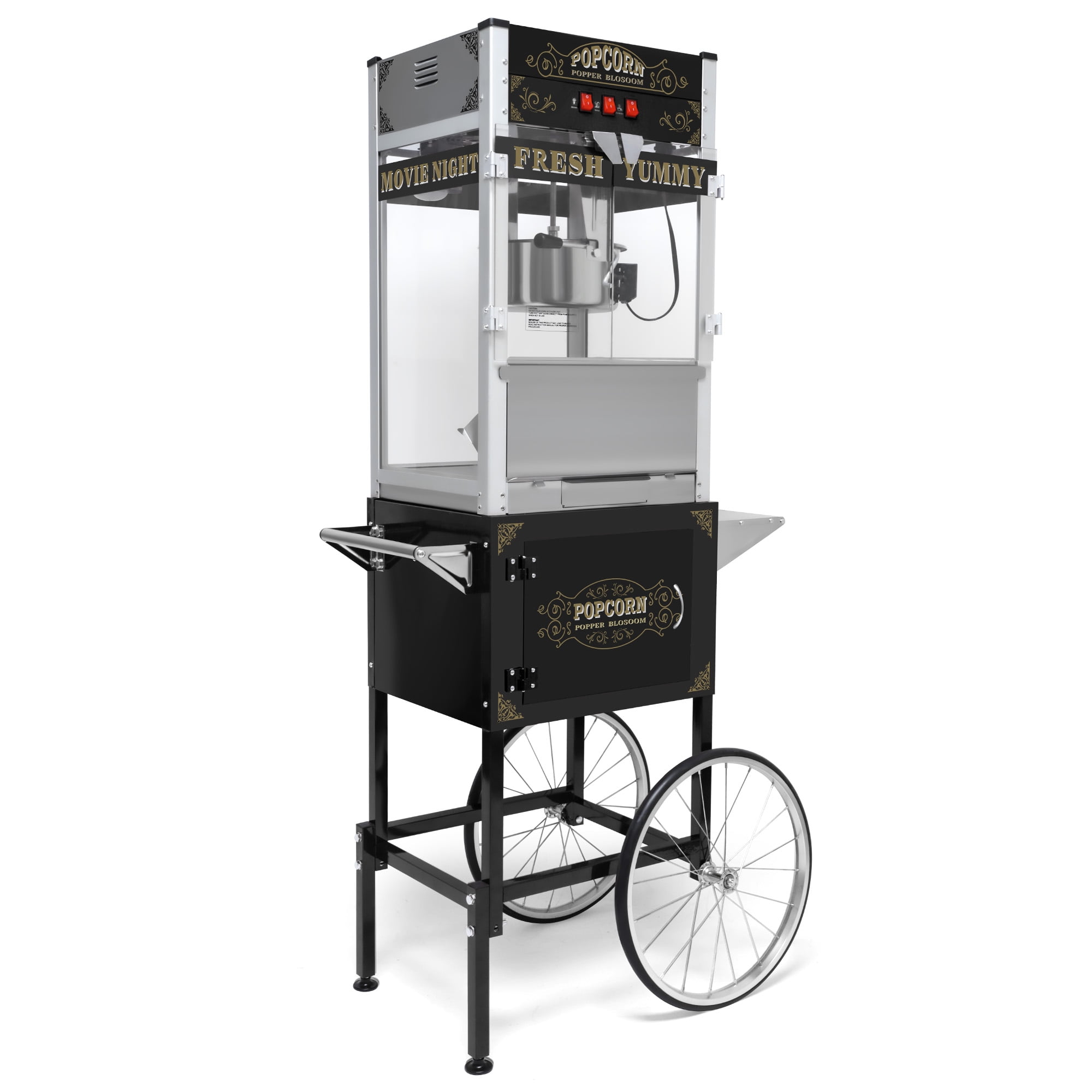 Funnil Popcorn Maker Machine with Cart and 20 Oz Stainless Steel Kettle ...