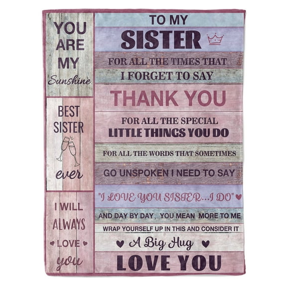 Funnil Sister Gifts Blanket,Happy Birthday Gifts for Sister, Unique Sister Gifts on Mother's Day - Sister Throw Blanket 60" X 50 (Pink)