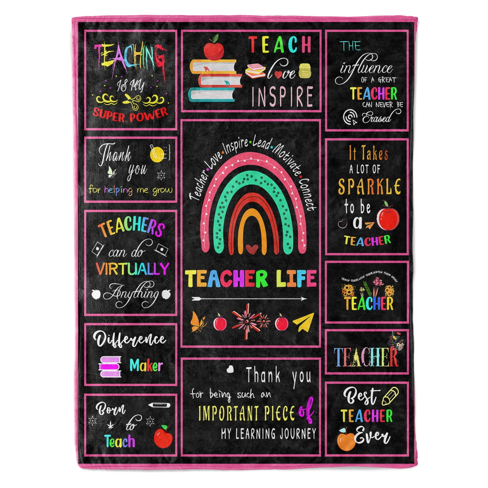 Funnil Teacher Gifts Blanket Teacher Appreciation Gifts for Women Men,Best Teacher Birthday Gifts,Teacher's Day,Graduation Gifts,Thank You Teacher Gifts from Students 50x60" Black