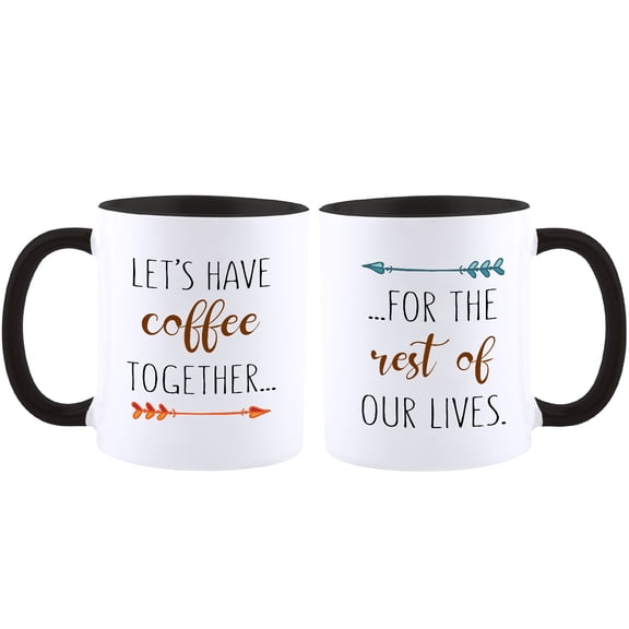 Funnil Wedding Gift for Husband Wife Caramic Couple Coffee Mug Set , 12 Ounce