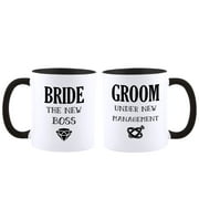 Funnil Wedding Gifts Ceramic Couples Mug Cup Gifts for Tea Drinks Coffee Items Bridal Gift Black