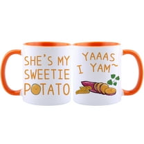 Funnil Wedding Gifts-She Is My Sweetie Potato, Yaaas I Yam Ceramic Coffee Mugs Orange 11oz
