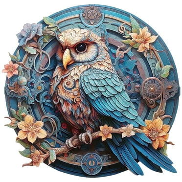 Funnil Wooden Jigsaw Puzzles for Adults Family Wise Owl Puzzle Toys 197pcs 9.7x9.4in
