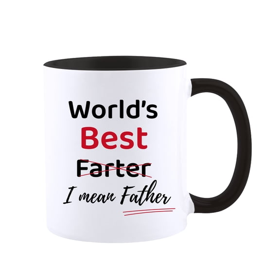 Funnil World's Best Farter I Mean Father Mug Dad Ceramic Coffee Mugs Fathers Day Birthday Gift Black