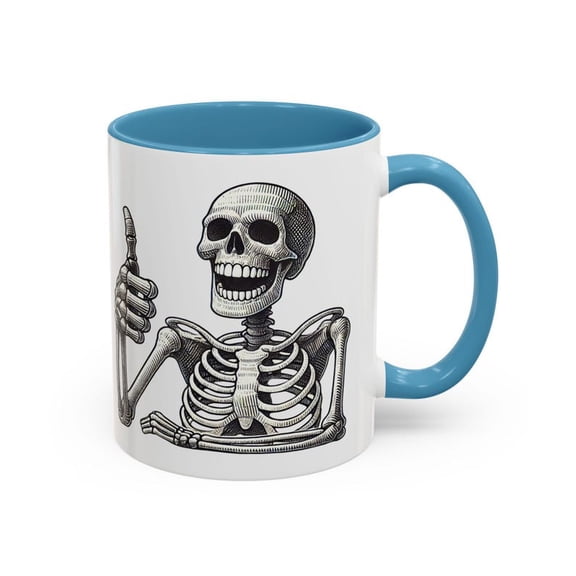 Funnkeleton Thumbs Up Mug, S1Miling Skull Coffee Cup, Halloween Humor Gift, Spooky Posit Vibes Skeleton Art for Goth, Punk, Emo Fans