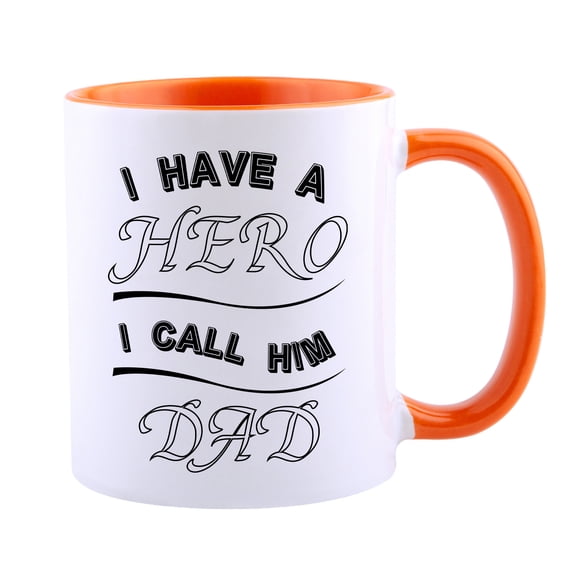 Funnli Father's Day Mug For Dad Coffee Mug, I Have A Hero I Call Him Dad Best Father's Day and Birthday Gifts for Dad Father Tea Cup