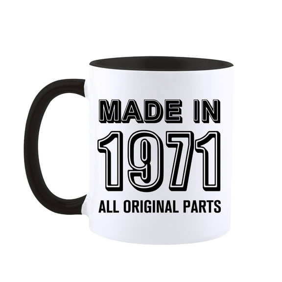 Funnli Mug Birthday Gifts Limited Edition Made In 1971 All Original Parts Coffee Mug-1971 Black Ceramic Mug Tea Cup