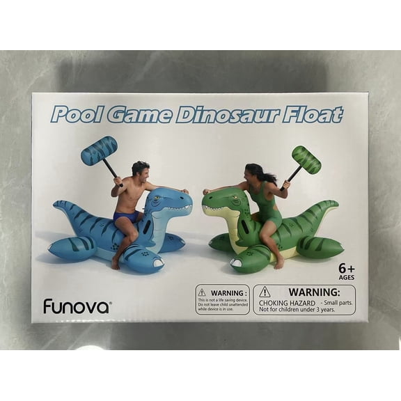 Funova Pool Games Toys Floats -2Pack Inflatable Dinosaur Pool Floats with Blow Up Toy Hammers