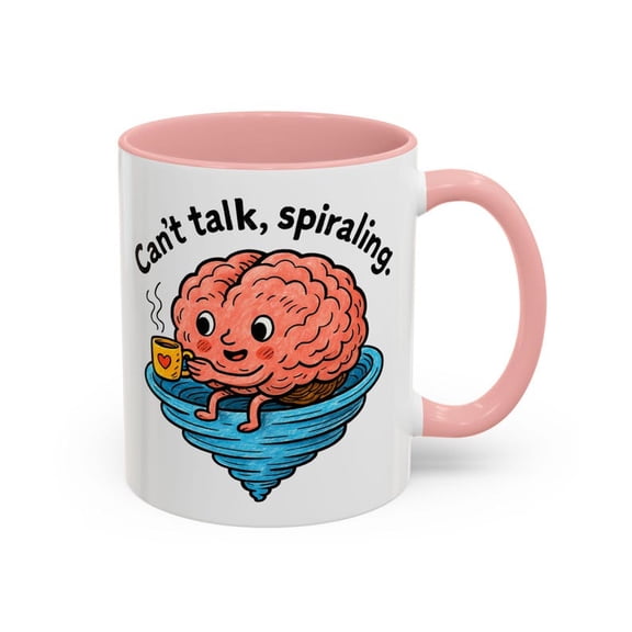 Funnpiraling Brain Mug, C1Ant Talk, Spiraling, C1Artoon Coffee Cup, M1ental Health Humor Gift,Cute Anxiety port Mug for SC1Are Lovers
