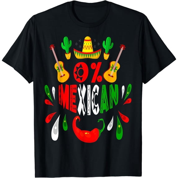 Funny 0% Mexican with sombrero for Cinco de Mayo costume T-Shirt