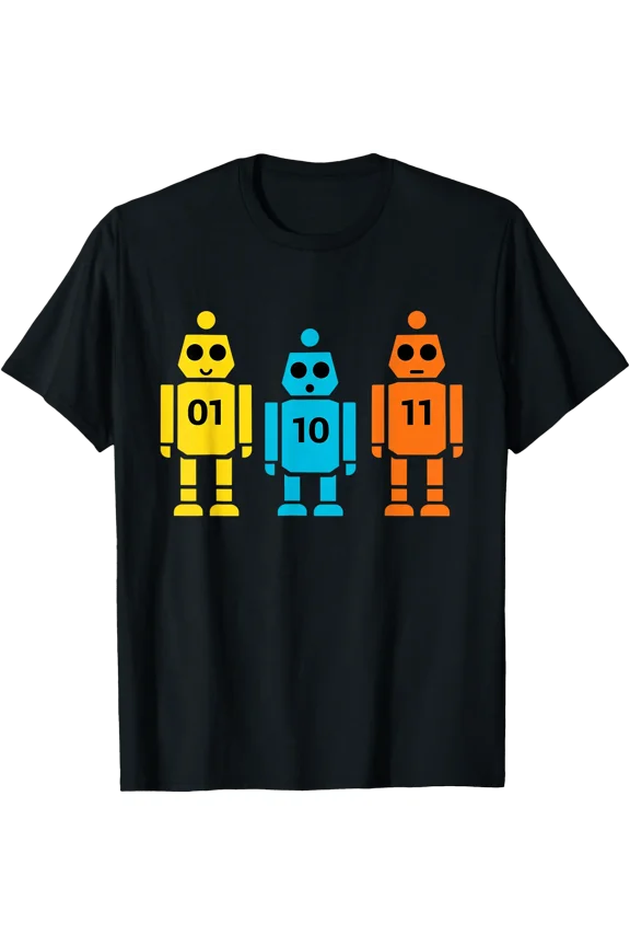 Funny 01 10 11 Robot Binary Math T-Shirt