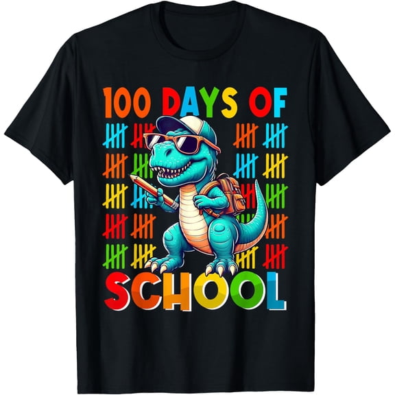 Funny 100 Days of School 100th Day Dinosaur for Adult T-shirt