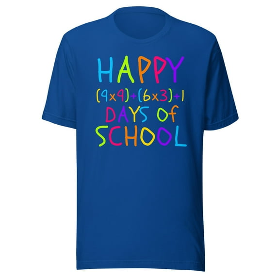 Funny 100th Day of School, Unisex, 100 Days Smarter 100 Days Math Teacher Math Formula (True Royal, 2XL)