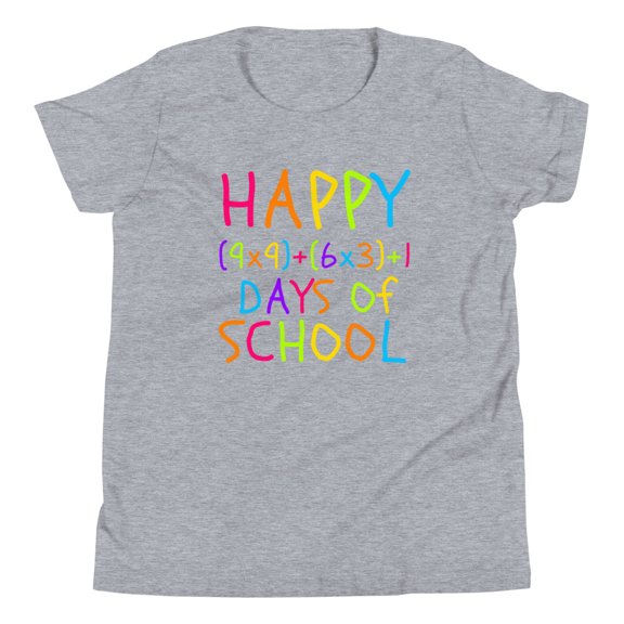 Funny 100th Day of School, Unisex Youth, 100 Days Math Teacher 100 Days Smarter Math Formula (Athletic Heather, S)