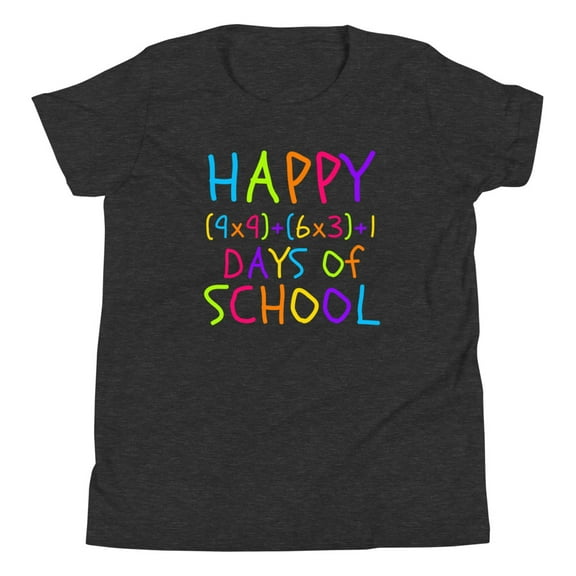Funny 100th Day of School, Unisex Youth, 100 Days Smarter 100 Days Math Teacher Math Formula  (Dark Grey Heather, S)