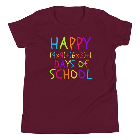 Funny 100th Day of School, Unisex Youth, 100 Days Smarter 100 Days Math Teacher Math Formula (Maroon, L)
