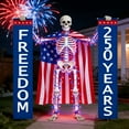 thumbnail image 1 of Funny 12ft Skeleton 4th of July Outfit,Lighted Up Giant Skeleton Accessories Including Freedom 250 Years Banners,23ft Lights String for Independence Day USA 250th Anniversary Decor, 1 of 6