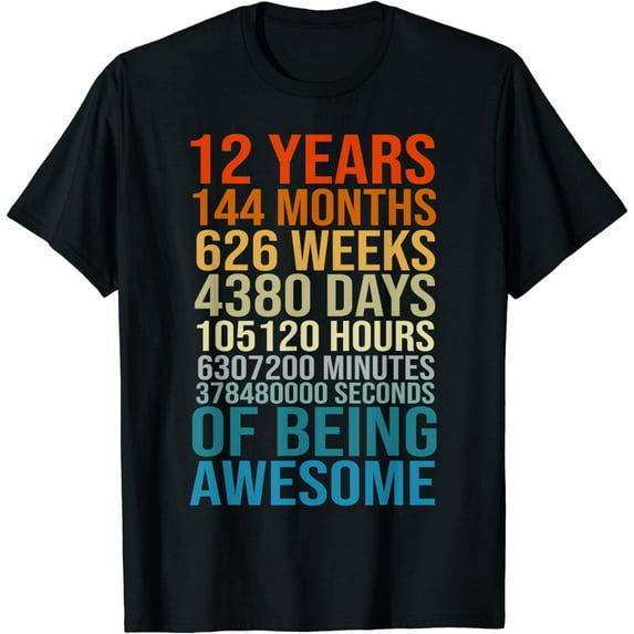Funny 12th Birthday 12 Old Meter 12 Years of Being Awesome T-Shirt