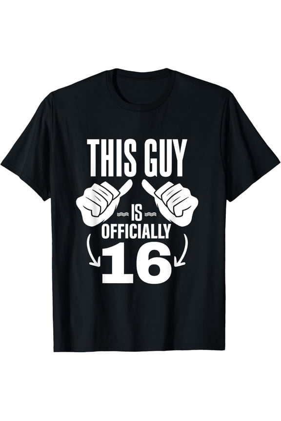 Funny 16th Birthday Shirt This Guy Is Officially 16 Graphic Tee Retro Men's Birthday Gift Apparel