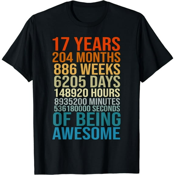 Funny 17th Birthday 17 Old Meter 17 Years of Being Awesome T-Shirt