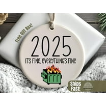 Funny 2025 Dumpster Fire Ornament, Survived Another Year Christmas Ornament, Dumpster Fire Collector Sarcastic Coworker Gift Exchange