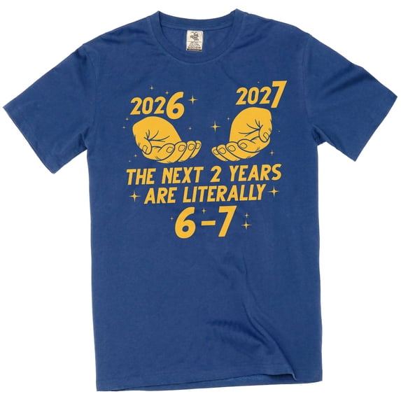 Funny 2026 2027 6-7 T-shirt Six Seven internet meme viral T-shirt (Small Navy Blue)