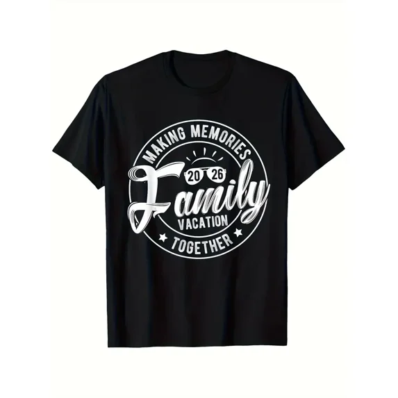 Funny 2026 Family Vacation Matching Graphic Unisex Short Sleeve Cotton Blend Casual T-Shirt