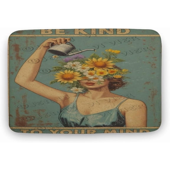 Funny 20x32 Inches Bath Rug Be Kind to Your Mind Design, Soft & Non-Slip for Bathroom, Kitchen, Office Gift for Teens, Women, Kids Perfect for Christmas & Holiday Gifting