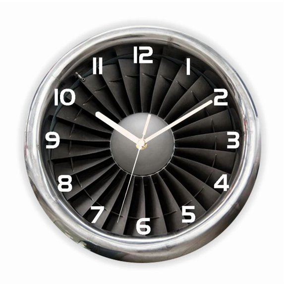 Funny 3D Modern Jet Turbine Engine Cowling Air Plane Large Wall Clock Watch Aviation Aircraft Wall Clock Bedroom Home Decor Gift(14 Inch)