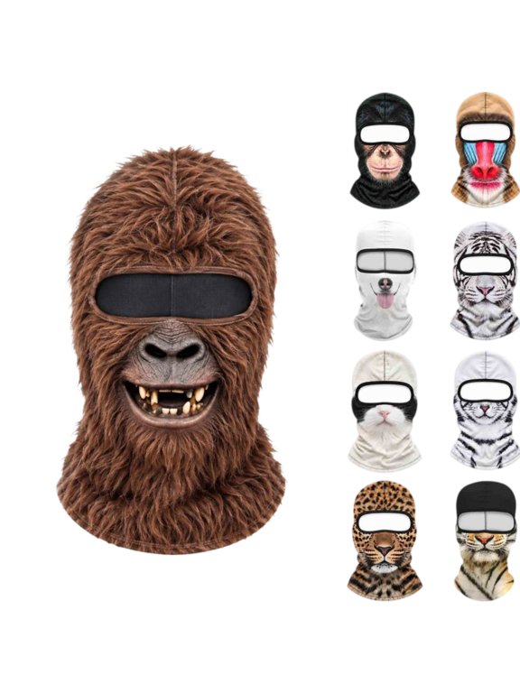 Funny 3D Printed Animal Balaclava Face Mask, Realistic Full Face Winter Windproof Ski Mask for Men Women, Goggles Not Included