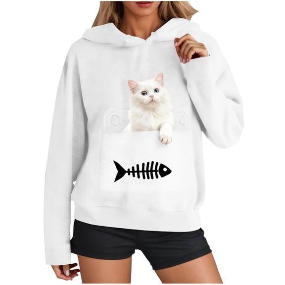 Funny 3D Printed Women's Hoodies Sweatshirts Long Sleeve Loose Pullover Tops Cute Graphic Tees with Pocket
