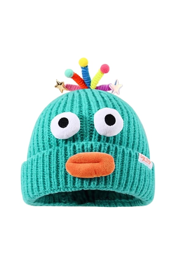 Funny 3D Sausage Lips Beanie - Cartoon Winter Hat with Ear Flaps for Christmas & Ugly Sweater Parties, Gag Gift Idea(Sky Blue)