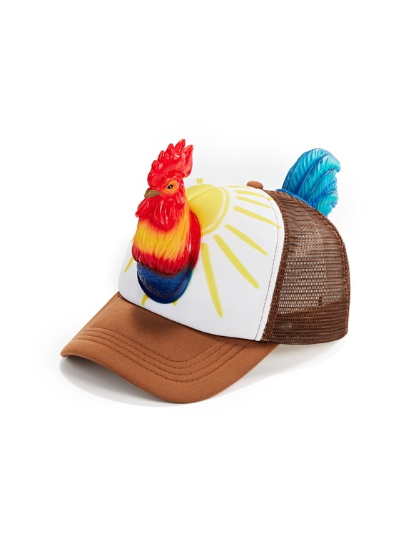 Funny 3D Trucker Hat Adjustable Fit for Men & Women, Novelty Structured Snapback Mesh Cap, Rooster, One Size