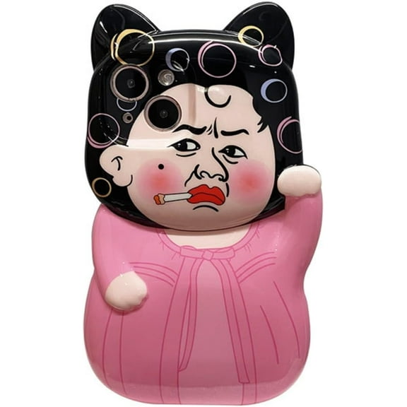 Funny 3D Ugly Woman Phone Case Compatible with iPhone 13 Pro Case, TPU Shockproof Shy Woman Shape Case, Perfect Spoof Gift for Her or Him Ideas
