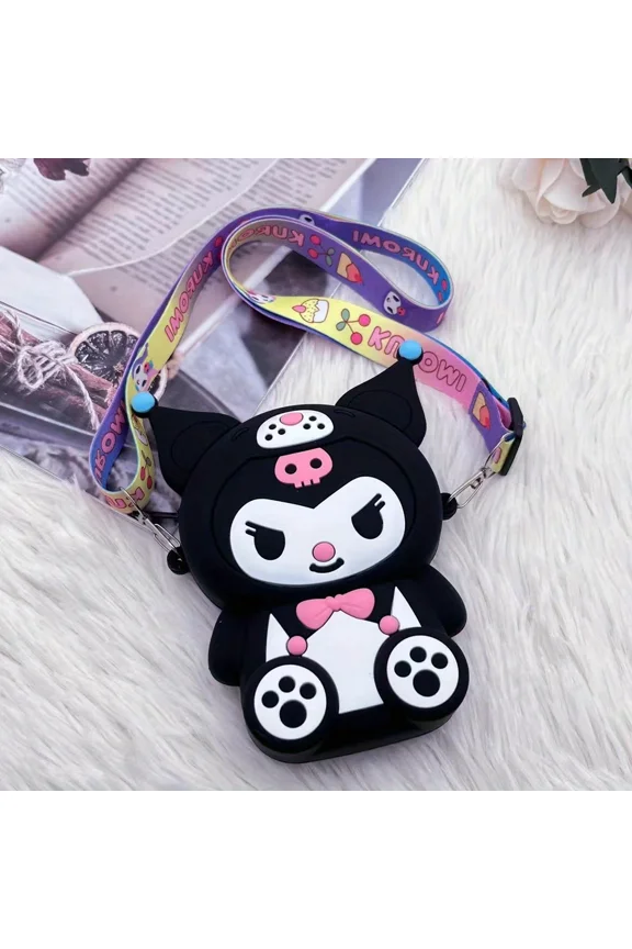Funny 3d Sanrio Kuromi Cute Cartoon Crossbody Bag  Durable Silicone, Lightweight & Portable Storage Pouch for Women Gift